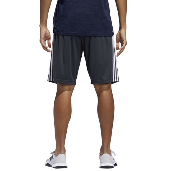 Adidas Grey Three Strip Logo Men Active Shorts - Picture 3 of 8